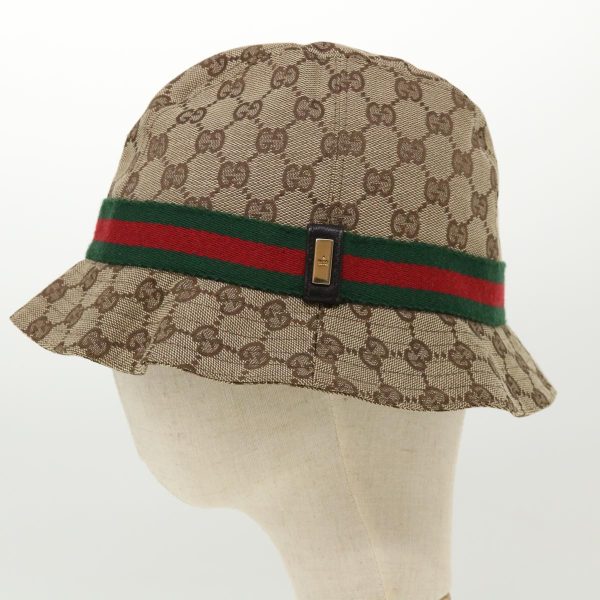 GUCCI Web Sherry Line GG Canvas Hat Beige Green Red yk4943 on Sale