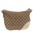 GUCCI GG Canvas Shoulder Bag Leather Beige Silver 91008 Online Hot Sale