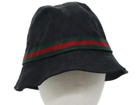 GUCCI GG Canvas Web Sherry Line Bucket Hat XL Black Red Green am6189 on Sale