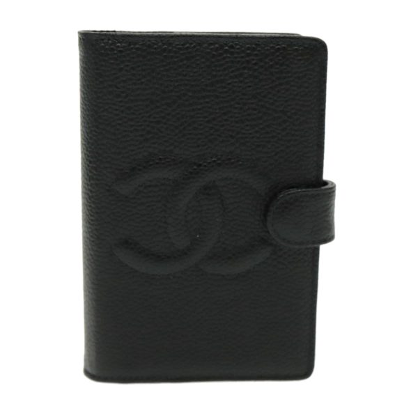 CHANEL Day Planner Cover Caviar Skin Black Gold CC  ac3294 Sale