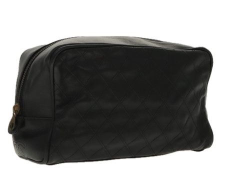 CHANEL Bicolore Clutch Bag Leather Black CC  95615 For Sale