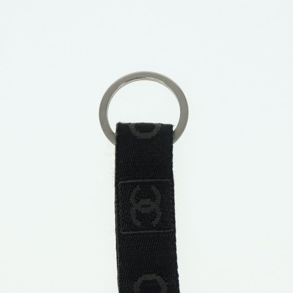 CHANEL Neck Strap Nylon Black Silver CC  87128 Hot on Sale