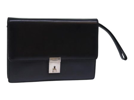 GUCCI Clutch Bag Leather Black bs16721 Online now