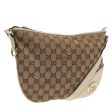 GUCCI GG Canvas Shoulder Bag Leather Beige Silver 91008 Online Hot Sale