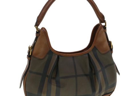 BURBERRY Nova Check Shoulder Bag Canvas Leather BrownNew am3251 For Sale