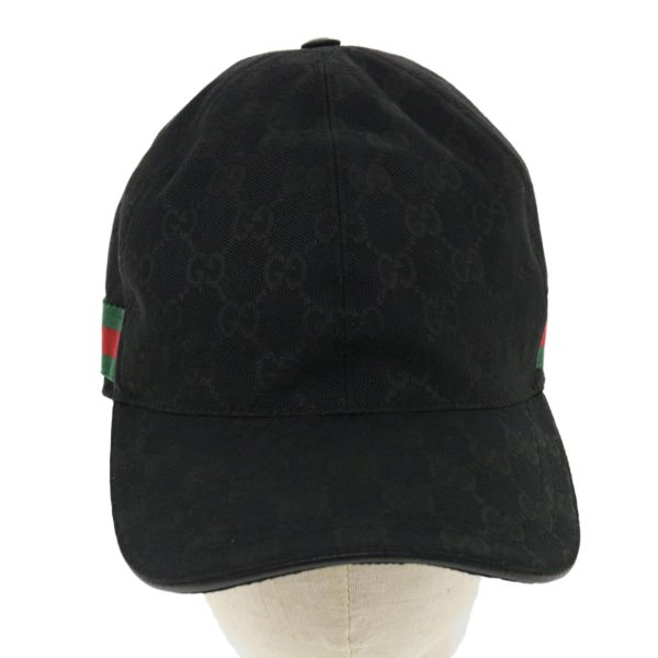 GUCCI Web Sherry Line GG Canvas Cap Black Green Red am3454 Online Sale