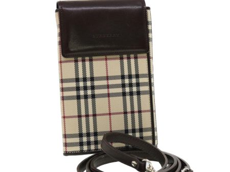 BURBERRY Nova Check Shoulder Wallet Nylon Leather BeigeNew 43682 Hot on Sale