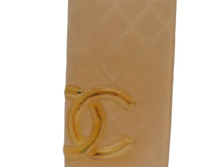 CHANEL Cambon Line Matelasse Long Wallet Leather Beige CC  bs16763 Sale