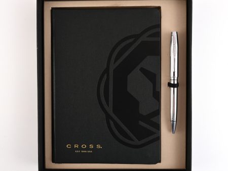 Cross Gift Set - Coventry Chrome Ball Pen with Black A5 Journal Hot on Sale