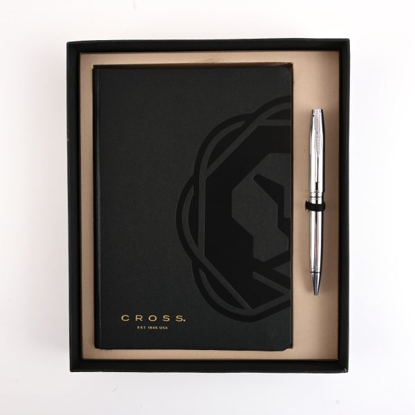 Cross Gift Set - Coventry Chrome Ball Pen with Black A5 Journal Hot on Sale