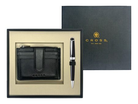 Cross Gift Set - Bailey Light Black CT Ball Pen with Card Holder Online now