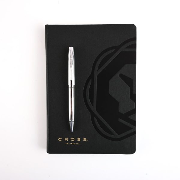 Cross Gift Set - Coventry Chrome Ball Pen with Black A5 Journal Hot on Sale