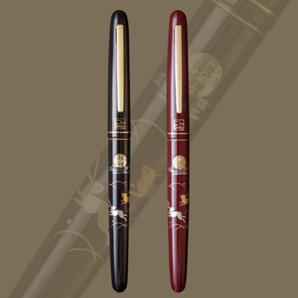 Wancher x Kuretake Kindai Maki-e Usagi Fountain Pen - Red GT on Sale