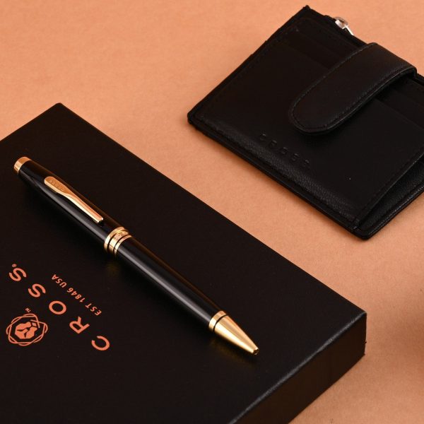 Cross Gift Set - Coventry Black GT Ball Pen with Card Holder Cheap