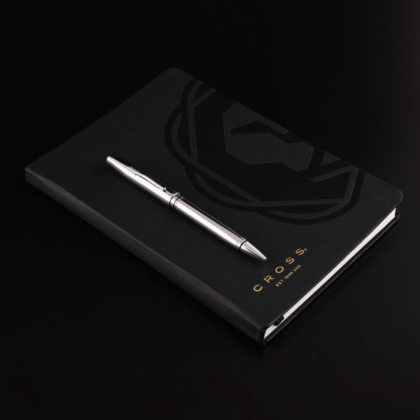 Cross Gift Set - Coventry Chrome Ball Pen with Black A5 Journal Hot on Sale