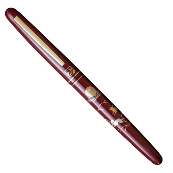 Wancher x Kuretake Kindai Maki-e Usagi Fountain Pen - Red GT on Sale