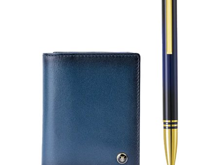 Lapis Bard Gift Set - Torque Blue Ball Pen with Ducorium Business Card Holder For Discount