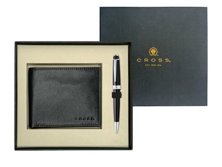 Cross Gift Set - Bailey Light Black CT Ball Pen with Wallet Sale