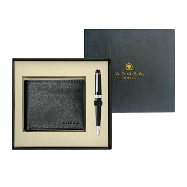 Cross Gift Set - Bailey Light Black CT Ball Pen with Wallet Sale