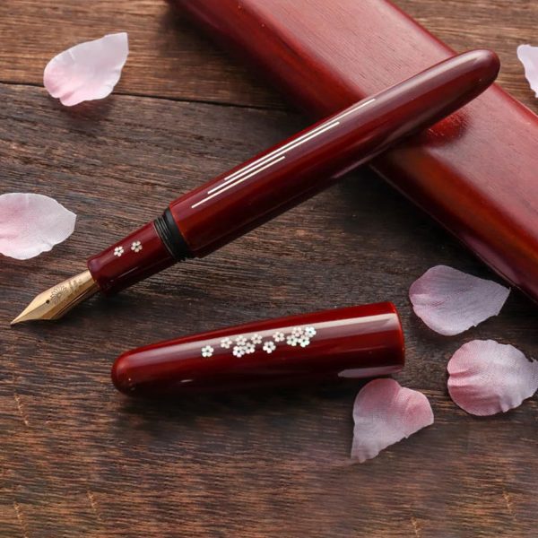 Wancher Dream Zogan Urushi Sakura River Fountain Pen - Aka Tamenuri GT For Discount