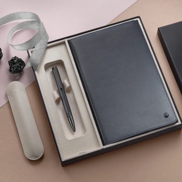 Lapis Bard Gift Set - Torque Matte Black Ball Pen with Ducorium Graphite Leather Notebook For Discount