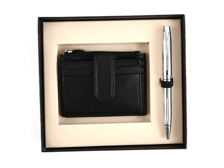 Cross Gift Set - Coventry Chrome Ball Pen with Card Holder Online Hot Sale