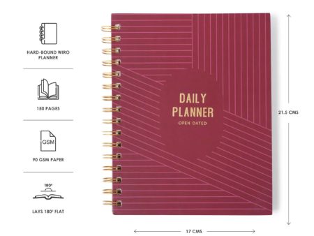 7mm Undated Daily Planner - Burgundy Boss Hot on Sale