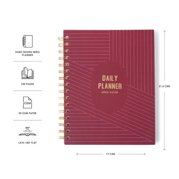 7mm Undated Daily Planner - Burgundy Boss Hot on Sale