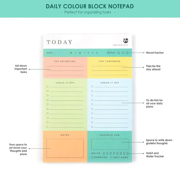 7mm Daily Colorblock Notepad - A5 on Sale