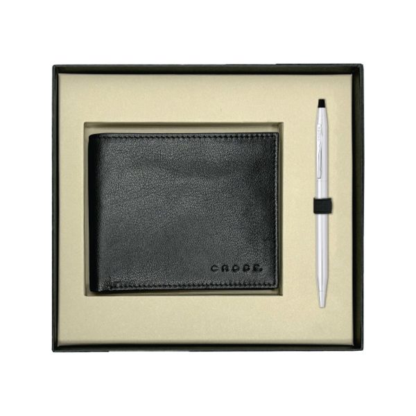 Cross Gift Set - Century Chrome Ball Pen with Wallet For Cheap