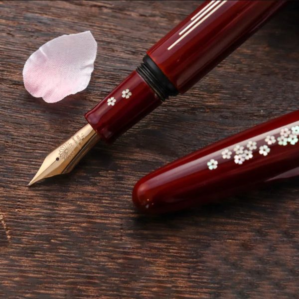 Wancher Dream Zogan Urushi Sakura River Fountain Pen - Aka Tamenuri GT For Discount