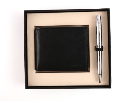 Cross Gift Set - Coventry Chrome Ball Pen with Wallet Online Hot Sale