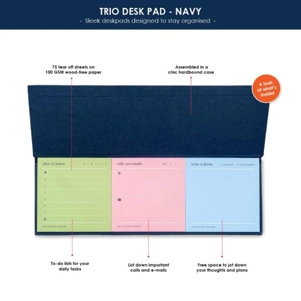 7mm Trio Deskpad - Navy For Cheap