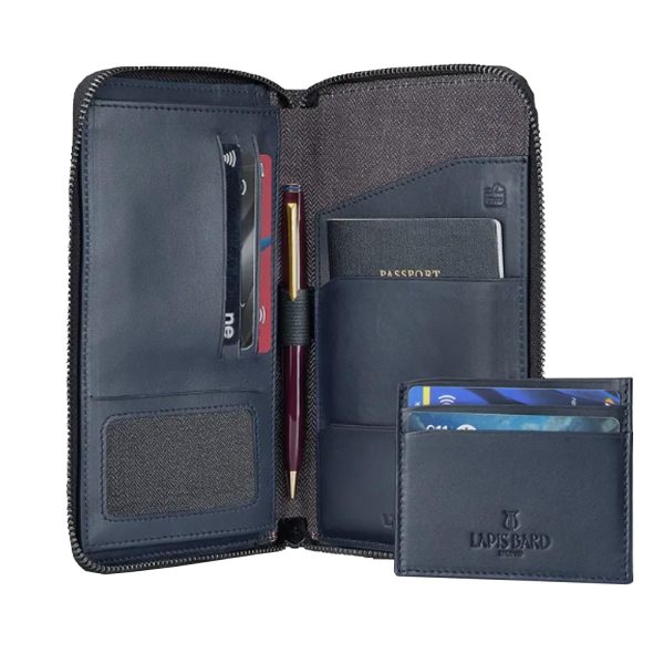 Lapis Bard Enigma Passport Wallet - Navy Hot on Sale