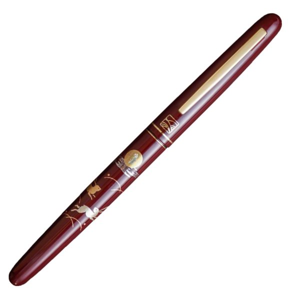 Wancher x Kuretake Kindai Maki-e Usagi Fountain Pen - Red GT on Sale