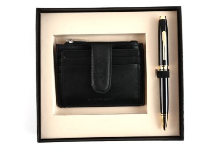 Cross Gift Set - Coventry Black GT Ball Pen with Card Holder Cheap